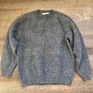 Vintage Pierre Balmain Wool Blend Grey Blue Pullover Crew Neck Sweater Sz Small